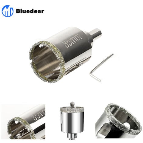 Scie Cloche Diamantée 35 mm avec Foret Guidage de Centrage, Scie Cloche Carrelage avec revêtement diamant, Foret trépan Diamant pour verre, carrelage, céramique, marbre, granit