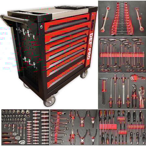 Servante d'atelier 166 outils 8 tiroirs