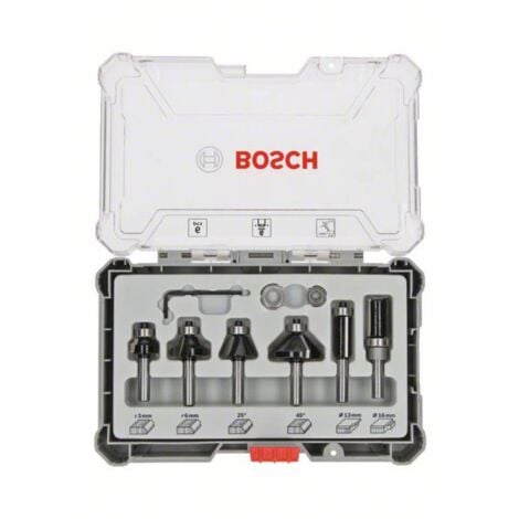 Set de fraises Trim&Edging Bosch, 6 pièces, queue 6 mm. Bosch Accessories 2607017468