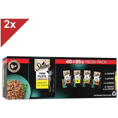 SHEBA 80 Sachets fraîcheur sélection à la volaille en sauce pour chat 85g (2x40)