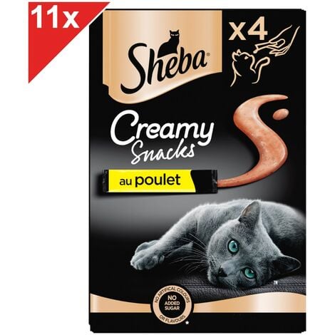 SHEBA Creamy Snacks 44 sticks au poulet friandise crémeuse pour chat 12g (11x4)