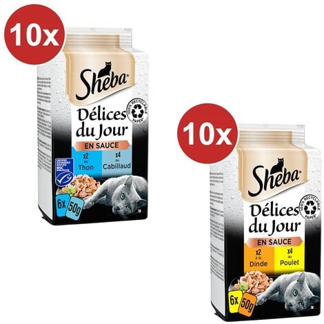 SHEBA Délices du Jour 120 Sachets fraîcheur pour chat Poissons + Volailles 50 g