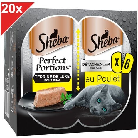 SHEBA Perfect Portions 120 Barquettes terrine au poulet pour chat 37,5g (20x6)