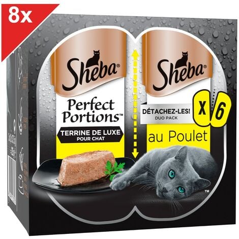 SHEBA Perfect Portions 48 Barquettes terrine au poulet pour chat 37,5g (8x6)