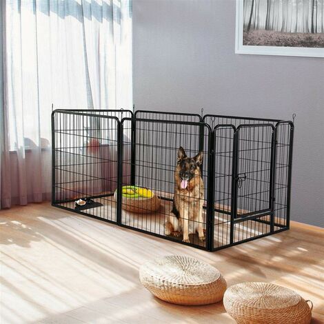 SiFree®Parc enclos pour Chiens Pliable/Réglable/ Mobile Hauteur 6 Panneaux avec porte noir
