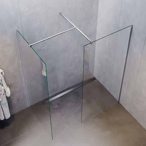 SONNI 110x200cm Walk in Paroi de douche avec 80cm de paroi latérale 8mm Nano verre Cabine de douche avec barre de stabilisation