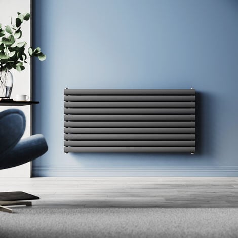 SONNI Radiateur horizontal anthracite 1200x600mm Chauffage double couche, raccordement latéral