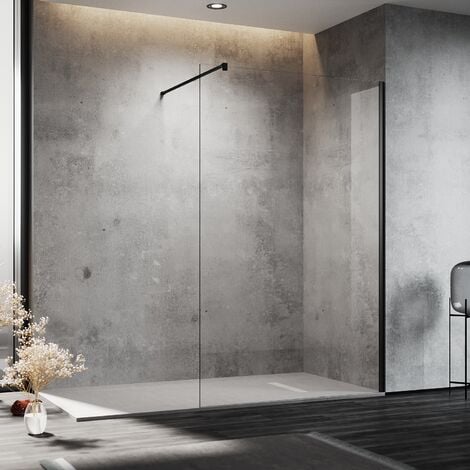 SONNI Walk In Douche Paroi de douche 10mm nano-revêtement verre avec barre de support 80x200cm
