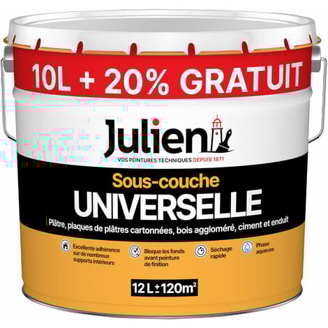 Sous-Couche Universelle avant peinture - aspect Mat Blanc 10L + 20% gratuit - Julien