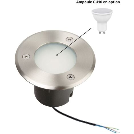 Spot encastrable inox rond GU–SOL28 - 230V - Ø 10 cm - Douille GU10