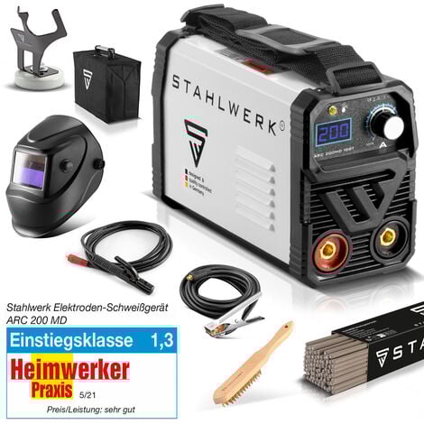 STAHLWERK ARC 200 MD IGBT équipement complet - Poste à souder DC MMA / E-Hand / Lift-TIG Welder avec 200 ampères réels très compact, 7 ans de garantie constructeur