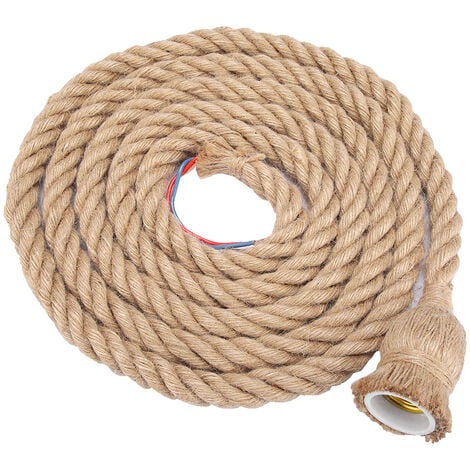 Support de lampe de plafond en corde de chanvre vintage 3m E27, porte-ampoule de lampe suspendue 85-265V