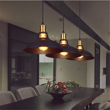 Suspension Luminaire Industrielle Vintage 2PCS Lustre Abat-jour Métal