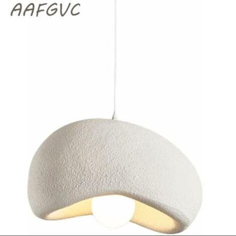 Suspension Moderne pour Salle à Manger Cuisine Îlot Lumière Couloir Restaurant Lampe Suspendue E26 Base Japonais Wabi-Sabi Style Nid D'oiseau Forme Luminaire(40cm, Blanc)