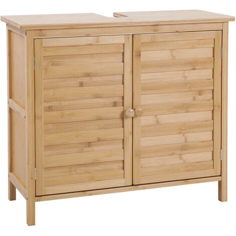 SVITA Armoire sous lavabo Armoire de salle de bain avec étagère indépendante Naturel Bambou