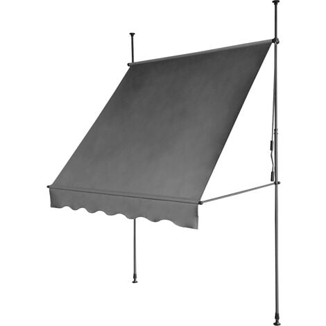 SVITA Marquise à pince Marquise de balcon Protection solaire Marquise à manivelle sans perçage 300x120 cm (lxp), Gris foncé