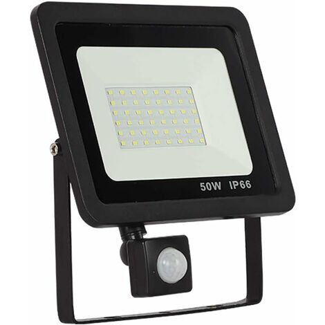 SVKBJROY 50W Projecteur Exterieur Detecteur de Mouvement Lampe de Sensibilité Etanche IP66- 1000LM Capteur PIR Ultra Lumineux pour Jardin, Cour, Blanc Lumière du Jour (50W)