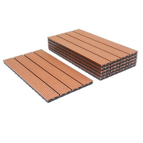 SWANEW Carreaux de terrasse WPC 60x30 cm 6 pcs 1 m² Plastique marron