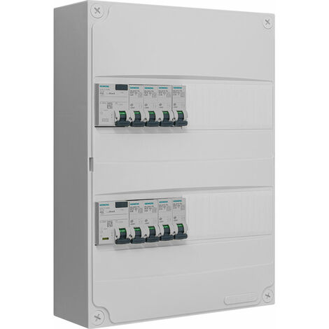 Tableau 2 rangées pré-équipé 1 inter. diff. 63A + 1 inter. diff. 40A + 8 disjoncteurs -SIEMENS -SIEMENS