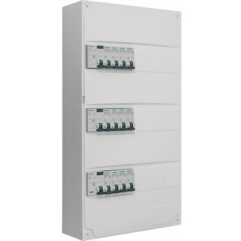 Tableau 3 rangées pré-équipé 3 inter. diff. 40A + 12 disjoncteurs -SIEMENS -SIEMENS