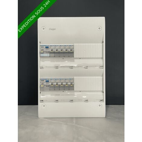 Tableau électrique hager 2 rangée équipé et pré-câblé ref.065
