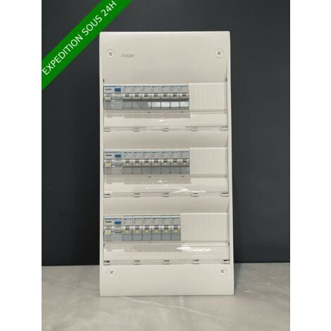 Tableau électrique hager 3 rangée équipé et pré-câblé 20 disjoncteurs