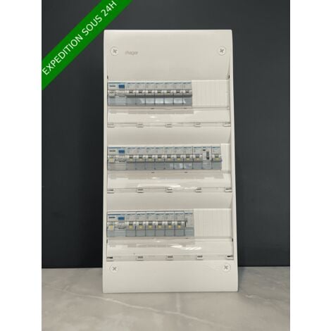 Tableau électrique hager 3 rangée équipé et pré-câblé jours nuit et télérupteur