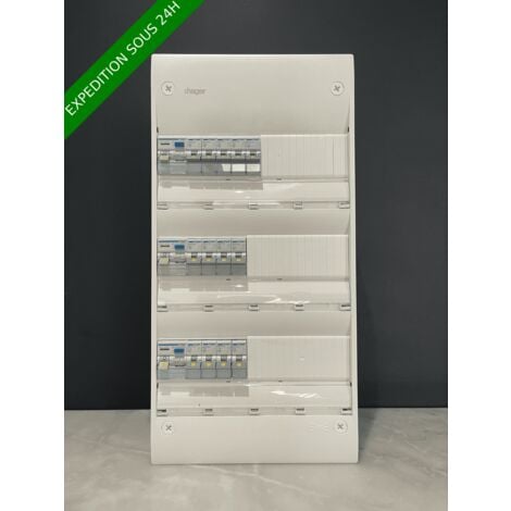 Tableau électrique hager 3 rangée équipé et pré-cablé ref.057