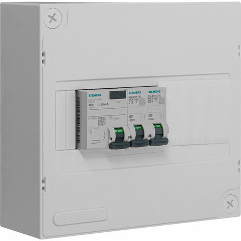 Tableautin pré-équipé 1 inter. diff. 40A type AC + 2 disjoncteurs -SIEMENS -SIEMENS