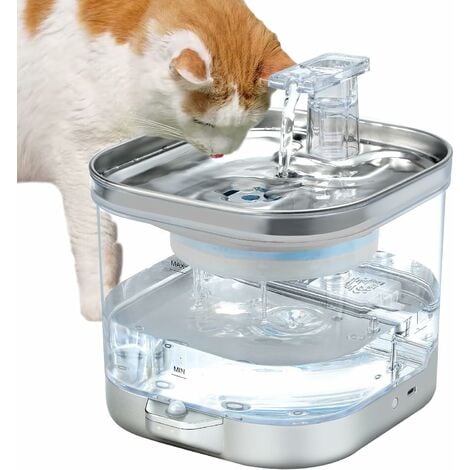 Tigrezy Fontaine à Eau Chat sans Fil, 2L Fontaine à Eau pour Chat Chiens Automatique avec Detecteur de Mouvement, Pompe à Eau Super Silencieuse et 3 Filtre, pour Animaux