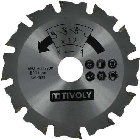 Tivoly • 1 Lame de Scie D125mm Alésage 22,22mm 12 Dents Carbure pour Meuleuse pour coupe de tout type de bois