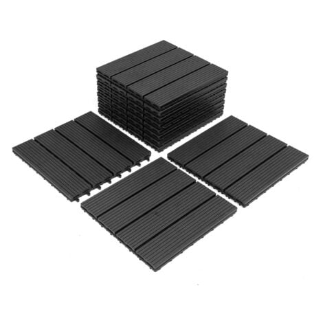 TolleTour Carreaux de terrasse WPC 30x30 cm 55 pcs 5 m² Plastique gris