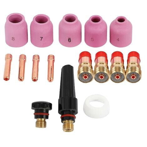 Torches de soudage CREA Tig pinces de lentille tronquées buses d'alumine Kit de capuchon arrière pour série 17 18 26 16 pièces