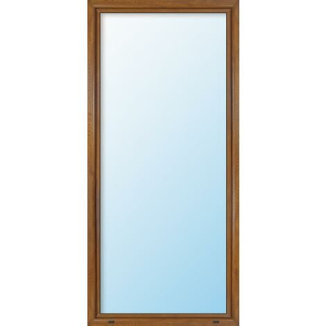 Uw 0,86 Porte de fenêtre PVC, triple vitrage, des deux côtés golden oak, 1 vantail, oscillo-battant, largeur 100 cm, hauteur 200 cm, tirant droit