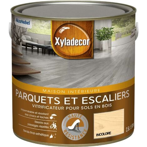 Vitrificateur pour sols intérieurs en bois - Parquet et Escalier - aspect satin incolore 2,5 L - Xyladecor