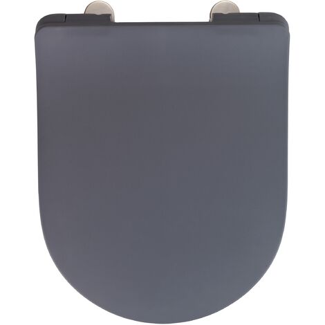 WENKO Abattant WC avec frein de chute Sedilo Premium, abattant WC clipsable avec fixation inox, duroplast, 36,2x45,2 cm, gris mat