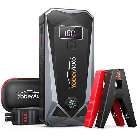 Yaber Auto Booster Batterie Voiture,4000A 26800mAh 12V Démarreur de Voiture (Tout Gaz ou 10,0 L Diesel),Portable Jump Starter avec Deux Sorties USB,Lamp LED(YA40)