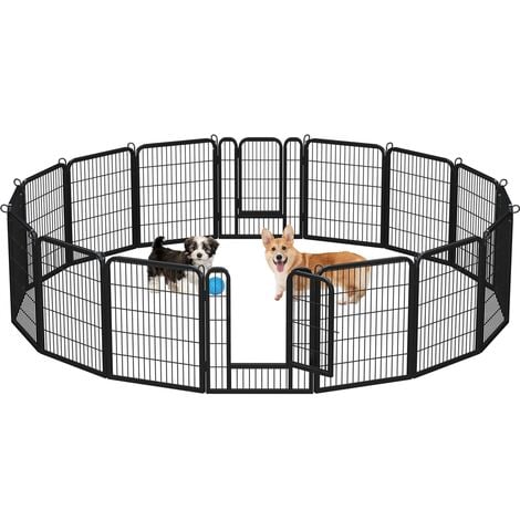 Yaheetech Parc pour Chien 16 Panneaux Enclos Chien Chiot Lapin Rongeur Cage pour Chien Interieur Clôture Chien Chenil pour Chien Exterieur 80cm