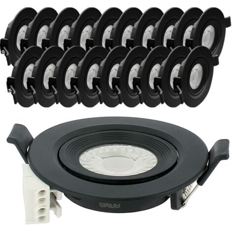 20 Spots Encastrables LED Noir ASTURIE Orientable 7W Eq. 75W Température de Couleur: Blanc Chaud 3000K