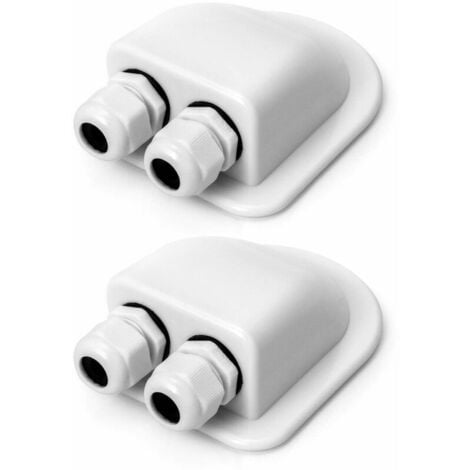2PCS Passe-Toit IP68 Presse-étoupe Solaire étanche boîtier d'entrée de câble Double résistant aux intempéries, Caravane et Bateau Passe câble en ABS, Blanc