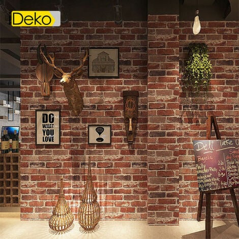 3D Papier Peint Simulation Briques PVC Antique Naturel Decoration Roux retro 10 0.53 (M)