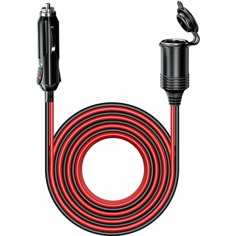4.0M Rallonge Prise Allume-Cigare de Voiture étanche avec Fusible 15A, 12V/24V Adaptateur Allume-Cigare Câble D'extension 17AWG