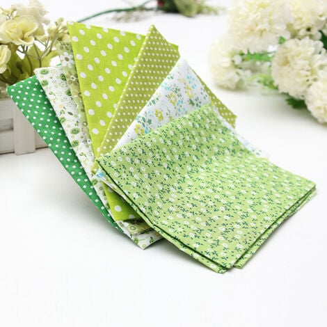 50 x 50CM Cotton Green Series 7 Fat Quarters Assortiment de tissus de couette en coton prédécoupés 19,7 ''x 19,7''