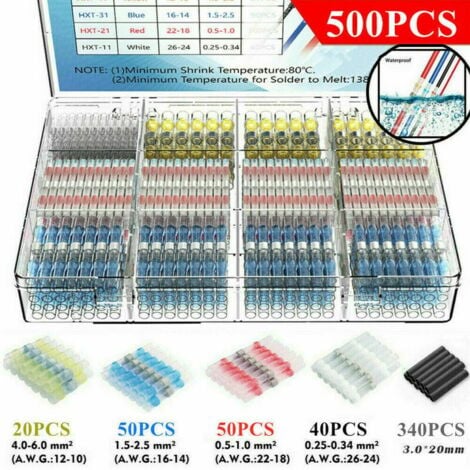 -500Pcs Cosses Electriques Souder Gaine Thermorétractable,TRIMEC