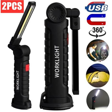 Baladeuse de chantier COB Torche Rechargeable Lampe de Travail d'Inspection Flexible - 2PC
