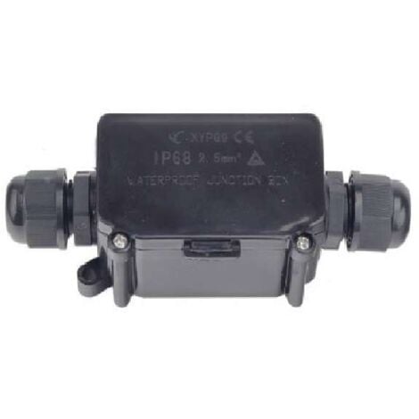 Boite de Dérivation Étanche 2 Entrées 250V Noir IP68