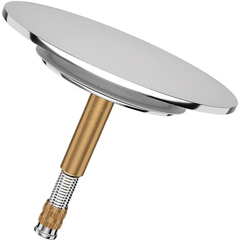 Bouchon de Baignoire avec Ajustement Universel - Bouchon de Baignoire Antirouille avec Double Joint - Bouchon de Bain pour Toute Baignoire Standard en Chrome