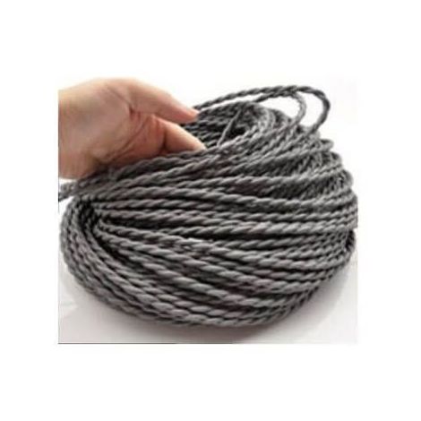 cable électrique, gris, vintage, look retro en tissu