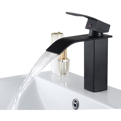 CECIPA NOIR Robinet de Lavabo en Cascade Mitigeur en Laiton pour Salle de Bain Design Moderne