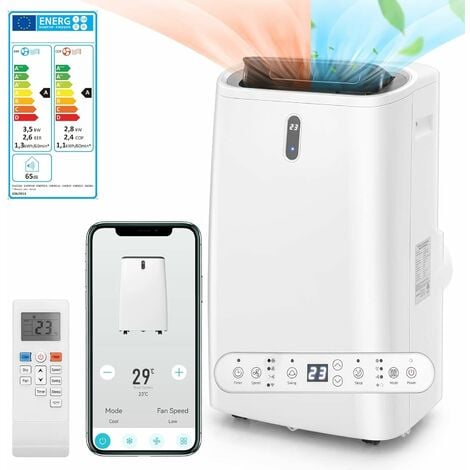 Climatiseur mobile réversible RELAX4LIFE Climatiseur Mobile Wifi 5 EN 1 12000 BTU 3.5KW Blanc Classe A